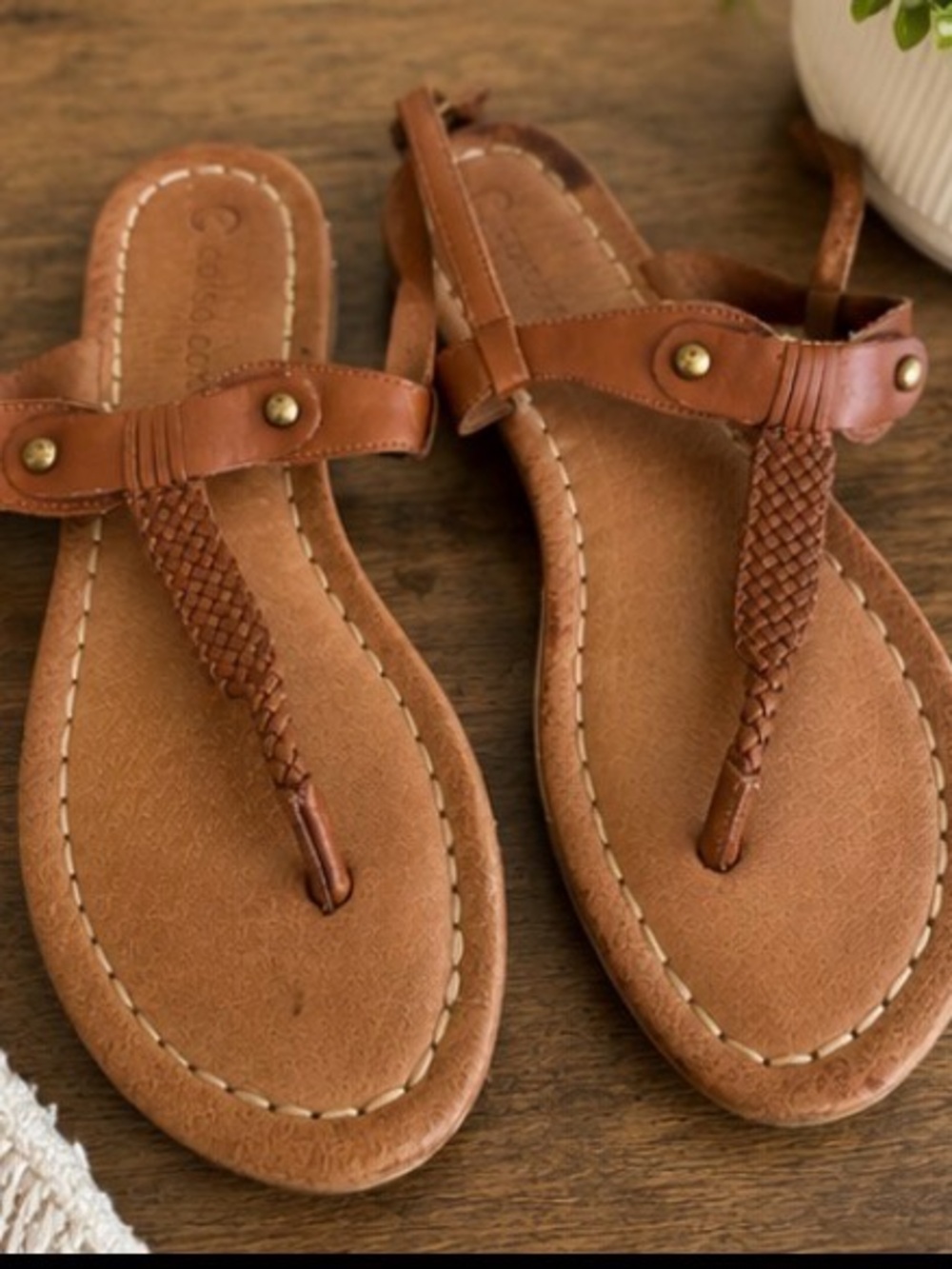 Corso Como Brown Braided Thong Sandals